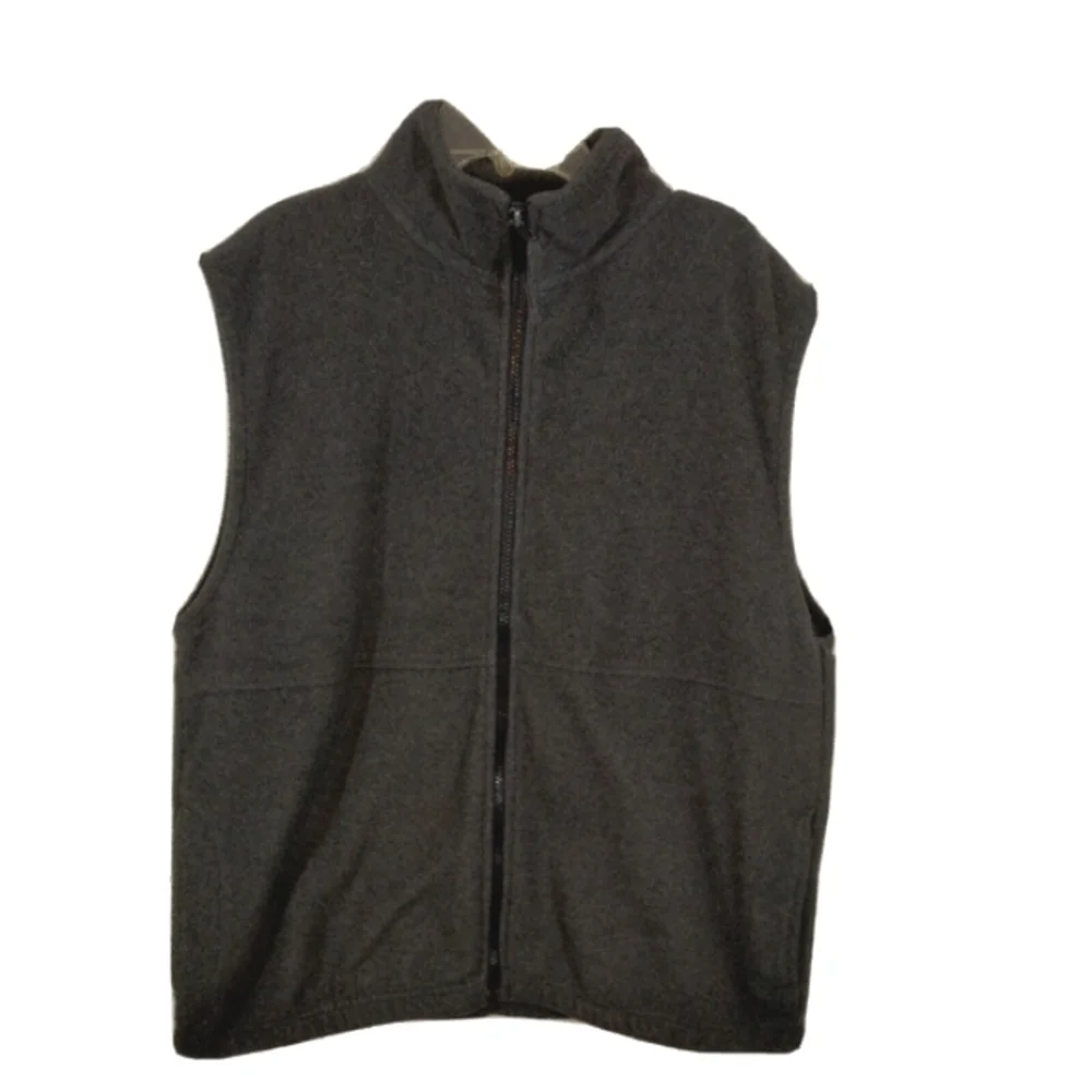 Sierra Pacific Outdoors Mens Gray Full Zip Sleeveless Fleece Vest Jacket